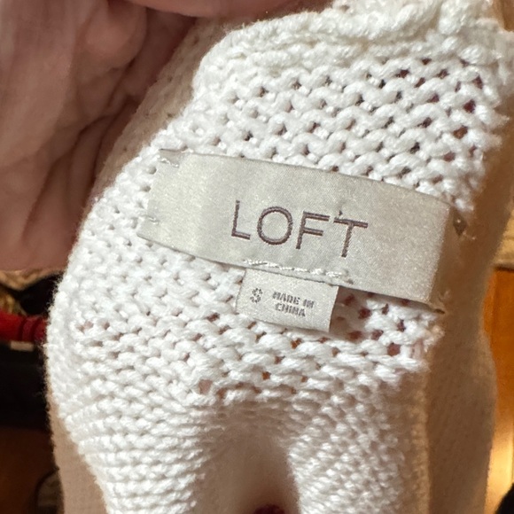 LOFT Cream Cardigan with Red Heart Accent - Picture 3 of 3